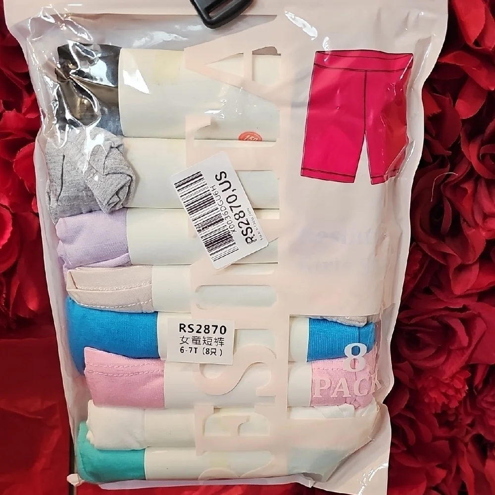 NWT Kids Multi-Color Biker Short Bottoms 8 Pack Size 6-7T